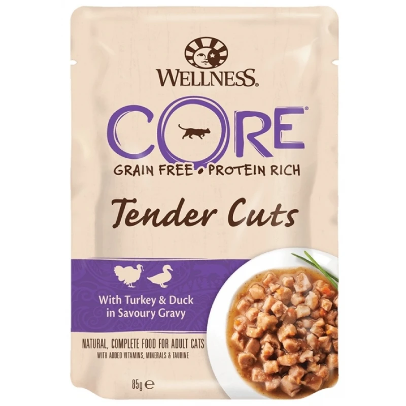 Wellness Core Tender Cuts Fillets Γαλοπούλα & Πάπια σε σάλτσα 24 x 85gr  ΥΓΡΗ ΤΡΟΦΗ -  ΚΟΝΣΕΡΒΕΣ ΓΑΤΑΣ