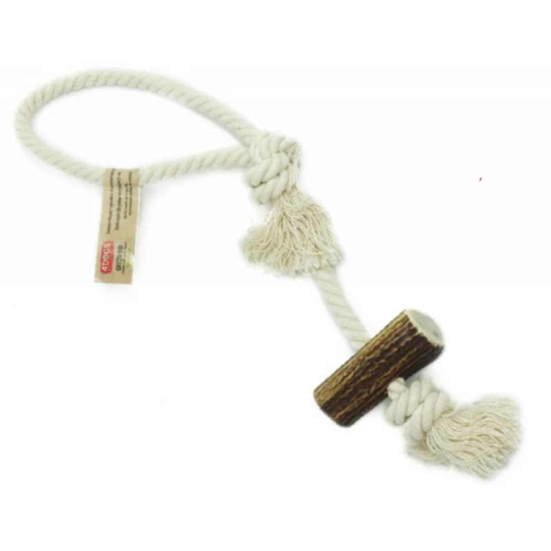 Παιχνίδι Rope Loop Medium 40cm με Κέρατο Ελαφιού Wildz Antler Chew 60gr ΣΚΥΛΟΙ