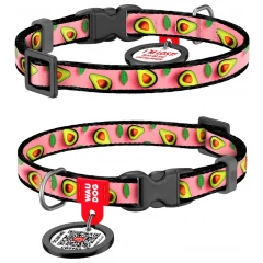 Περιλαίμιο WauDog Avocado on Pink Plastic Fastex 10mm x 20-30cm με SmartID