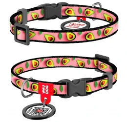 Περιλαίμιο WauDog Avocado on Pink Plastic Fastex 10mm x 20-30cm με SmartID