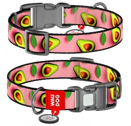 Περιλαίμιο WauDog Avocado on Pink Plastic Fastex S 15mm x 25-35cm με SmartID