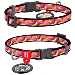 Περιλαίμιο WauDog Bananas On Pink Plastic Fastex 10mm x 20-30cm με SmartID