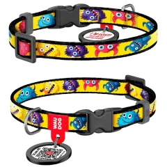Περιλαίμιο WauDog Furry Monsters Plastic Fastex 10mm x 20-30cm με SmartID