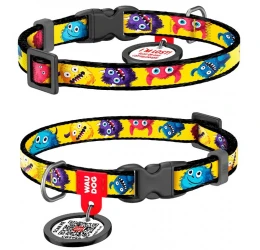 Περιλαίμιο WauDog Furry Monsters Plastic Fastex 10mm x 20-30cm με SmartID