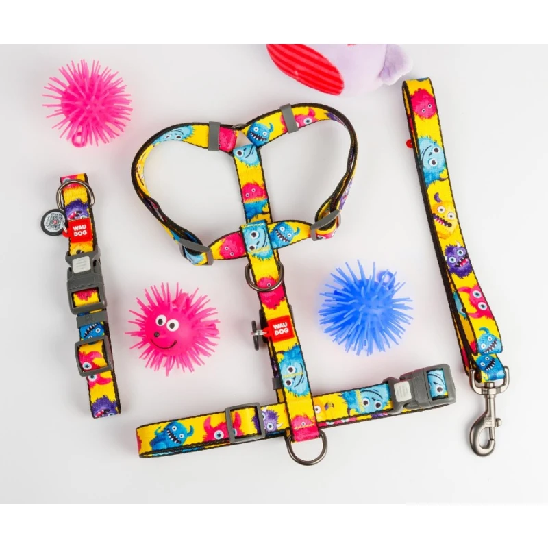Περιλαίμιο WauDog Furry Monsters Plastic Fastex L 25mm x 33-49cm με SmartID Σκύλοι