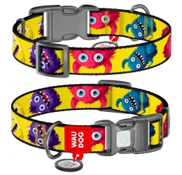 Περιλαίμιο WauDog Furry Monsters Plastic Fastex L 25mm x 33-49cm με SmartID