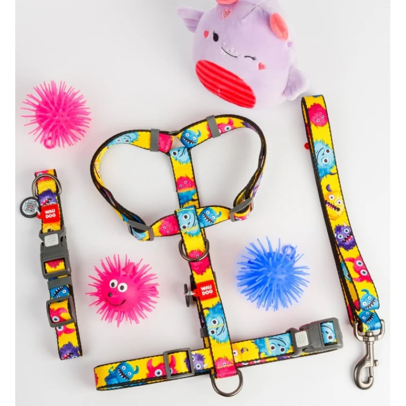 Περιλαίμιο WauDog Furry Monsters Plastic Fastex S 15mm x 25-35cm με SmartID Σκύλοι