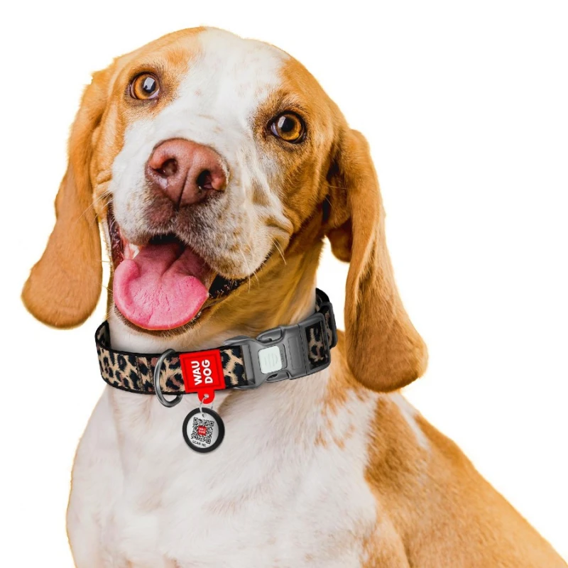 Περιλαίμιο WauDog Leopard Plastic Fastex M 20mm x 28-40cm με SmartID Σκύλοι