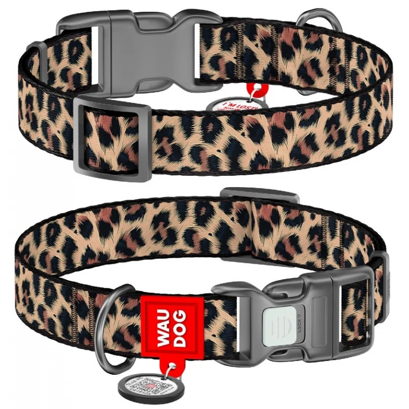 Περιλαίμιο WauDog Leopard Plastic Fastex XL 25mm x 37-58cm με SmartID Σκύλοι