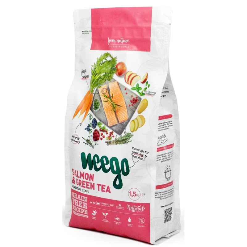 Weego Cat Food Grain Free Sterilized Salmon & Green Tea 1,5kg Γάτες