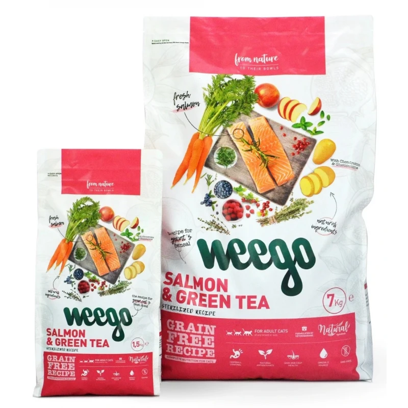 Weego Cat Food Grain Free Sterilized Salmon & Green Tea 1,5kg Γάτες