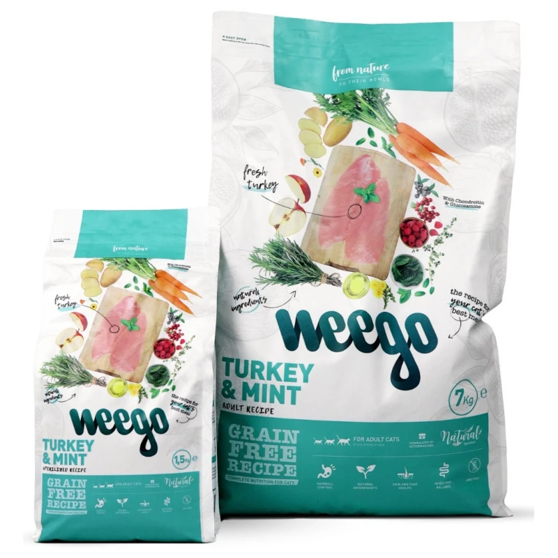 Weego Cat Food Grain Free Sterilized Turkey & Mint 7kg Γάτες