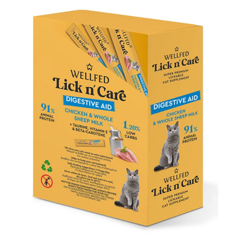 Λιχουδιά Γάτας Wellfed Lick N' Care Digestive Aid (24x15gr) 360gr Γάτες Λιχουδιά Γάτας Wellfed Lick N' Care Digestive Aid (24x15gr) 360gr Γάτες