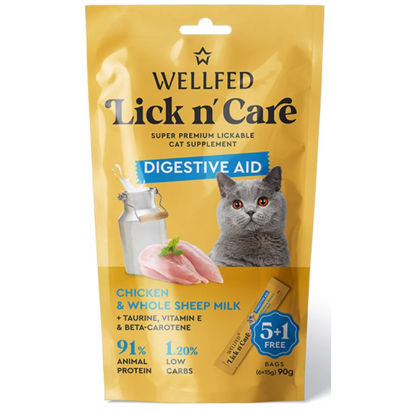 Λιχουδιά Γάτας Wellfed Lick N' Care Digestive Aid (6x15gr) 90gr Γάτες Λιχουδιά Γάτας Wellfed Lick N' Care Digestive Aid (6x15gr) 90gr Γάτες