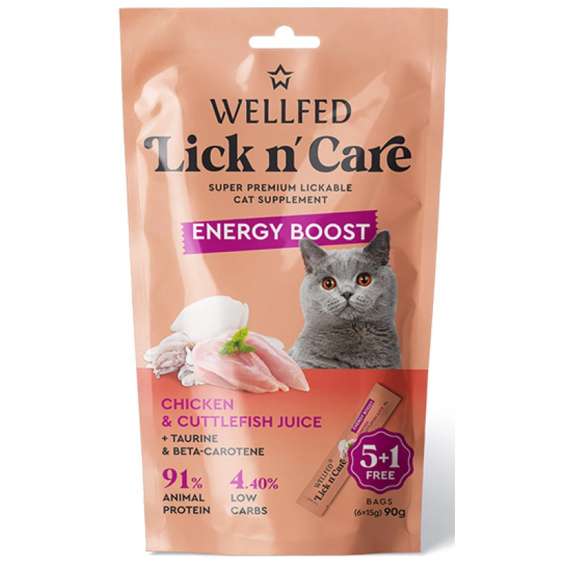 Λιχουδιά Γάτας Wellfed Lick N' Care Energy Boost (6x15gr) 90gr Γάτες Λιχουδιά Γάτας Wellfed Lick N' Care Energy Boost (6x15gr) 90gr Γάτες
