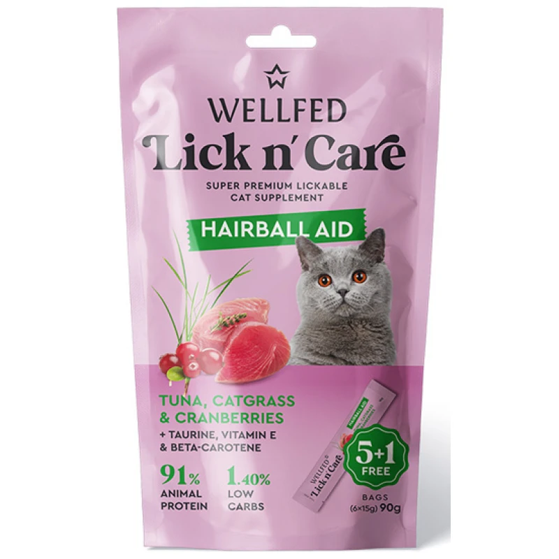 Λιχουδιά Γάτας Wellfed Lick N' Care Digestive Aid (6x15gr) 90gr Γάτες Λιχουδιά Γάτας Wellfed Lick N' Care Digestive Aid (6x15gr) 90gr Γάτες