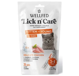 Λιχουδιά Γάτας Wellfed Lick N' Care Kitten-Young Chicken (6x15gr) 90gr
