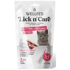 Λιχουδιά Γάτας Wellfed Lick N' Care Kitten-Young Duck (6x15gr) 90gr