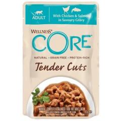 Wellness Core Tender Cuts Fillets Κοτόπουλο & Σολομό σε σάλτσα 24 x 85gr Wellness Core Tender Cuts Fillets Κοτόπουλο & Σολομό σε σάλτσα 24 x 85gr
