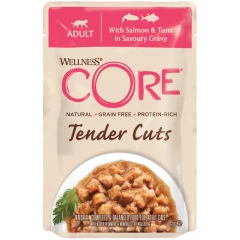 Wellness Core Tender Cuts Fillets Σολομός & Τόνος σε σάλτσα 24 x 85gr Wellness Core Tender Cuts Fillets Σολομός & Τόνος σε σάλτσα 24 x 85gr