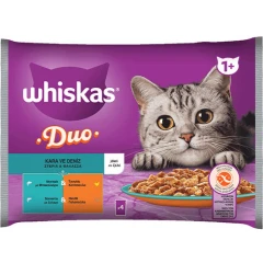 Whiskas Duo Adult Στεριά & Θάλασσα σε Ζελέ Φακελάκι 4x85g