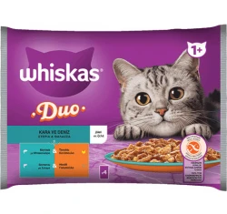 Whiskas Duo Adult Στεριά & Θάλασσα σε Ζελέ Φακελάκι 4x85g