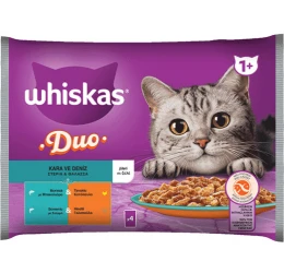Whiskas Duo Adult Στεριά & Θάλασσα σε Ζελέ Φακελάκι 4x85g