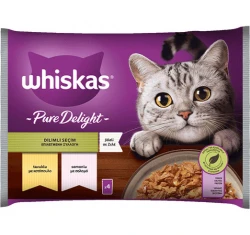Whiskas Pure Delight Adult Επιλεγμένες Ποικιλίες Σε Ζελέ Φακελάκι 4x85g