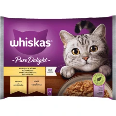 Whiskas Pure Delight Adult Τρυφερά Κομμάτια Πουλερικών Σε Ζελέ Φακελάκι 4x85g