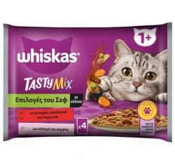 Whiskas Tasty Mix Επιλογές του Σεφ σε Σάλτσα Φακελάκι 4x85g