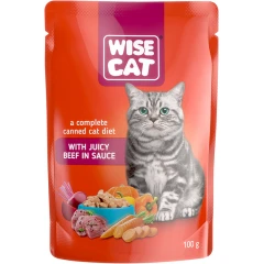 Υγρή Τροφή Γάτας Wise με Βοδινό σε Σάλτσα 100gr Υγρή Τροφή Γάτας Wise με Βοδινό σε Σάλτσα 100gr