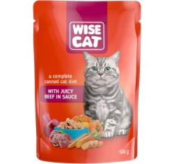 Υγρή Τροφή Γάτας Wise με Βοδινό σε Σάλτσα 100gr