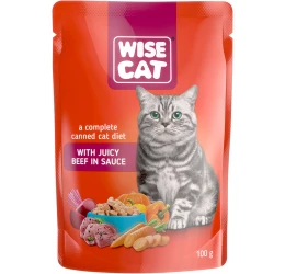 Υγρή Τροφή Γάτας Wise με Βοδινό σε Σάλτσα 100gr