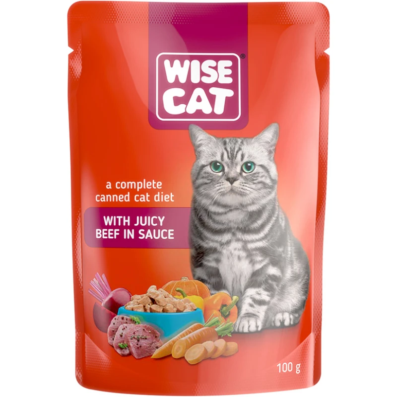 Υγρή Τροφή Γάτας Wise με Βοδινό σε Σάλτσα 100gr Γάτες Υγρή Τροφή Γάτας Wise με Βοδινό σε Σάλτσα 100gr Γάτες