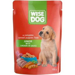 Υγρή Τροφή Σκύλου Wise Junior με Κοτόπουλο σε Σάλτσα 100gr