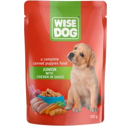 Υγρή Τροφή Σκύλου Wise Junior με Κοτόπουλο σε Σάλτσα 100gr