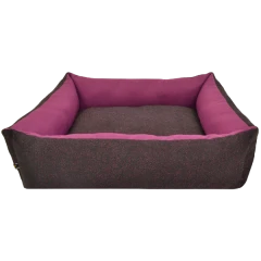 Κρεβατάκι Σκύλου και Γάτας Woofmoda  Πουφ Εμπριμέ Μαύρο - Φουξ  No3  53x46x20cm