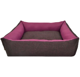 Κρεβατάκι Σκύλου και Γάτας Woofmoda  Πουφ Εμπριμέ Μαύρο - Φουξ  No3  53x46x20cm