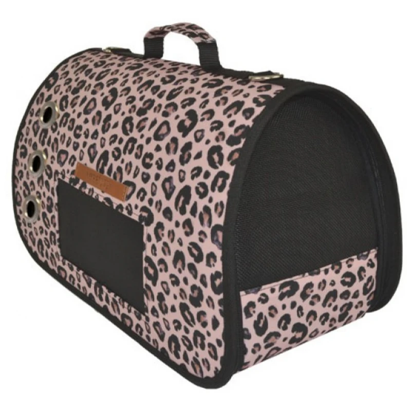 Τσάντα Μεταφοράς Σκύλου ή Γάτας  Woofmoda με παράθυρα αδιάβροχη Νο1 35x23x17cm Leopard Pink Σκύλοι