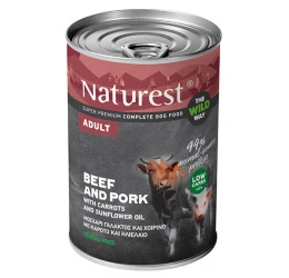 Υγρή Τροφή Σκύλου Naturest Adult Χοιρινό και Μοσχάρι 400gr