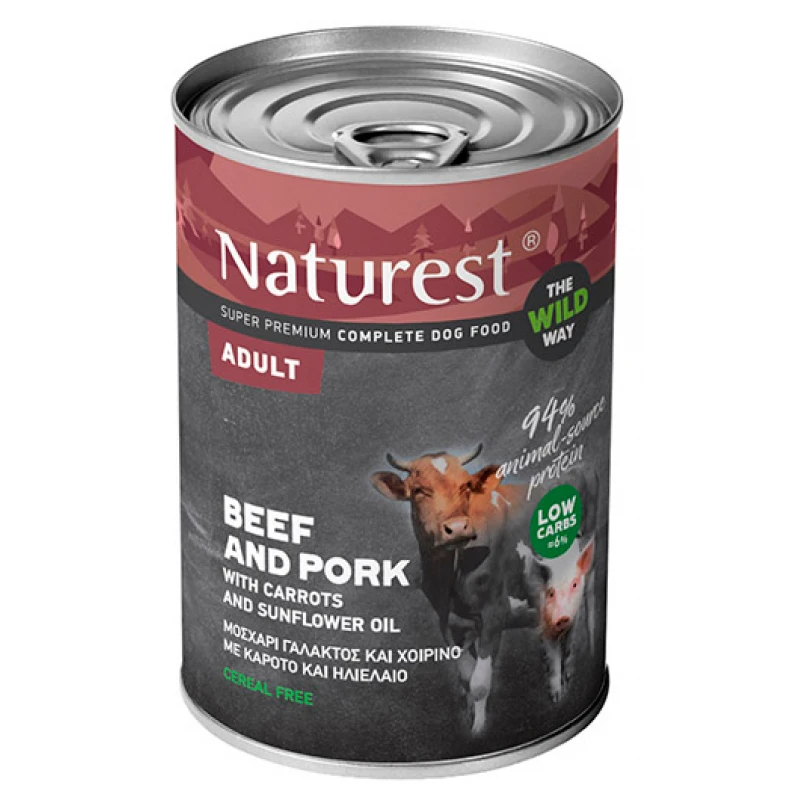 NATUREST ADULT ΧΟΙΡΙΝΟ ΚΑΙ ΜΟΣΧΑΡΙ 400GR 6τμχ ΥΓΡΗ ΤΡΟΦΗ - ΚΟΝΣΕΡΒΕΣ ΣΚΥΛΟΥ