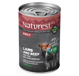 Υγρή Τροφή Σκύλου Naturest Adult Μοσχάρι Γάλακτος και Αρνί με Ρύζι 400gr