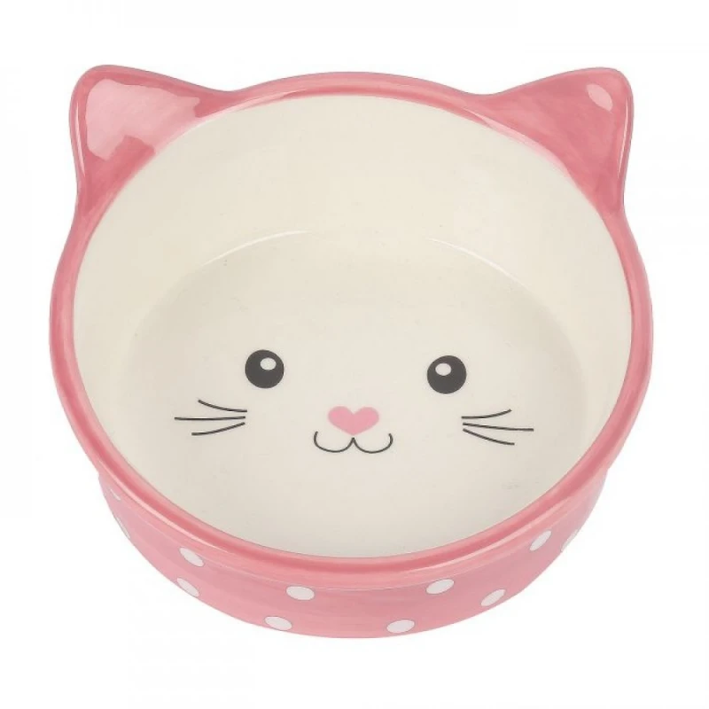 Happy Pet Κεραμικό Μπολ Γάτας Polka Pink 13x15x6cm ΓΑΤΕΣ