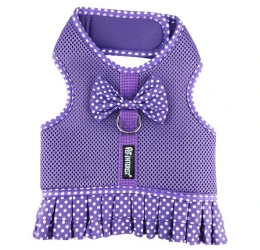 Σαμαράκι Γιλέκο Σκύλου Mesh Harness Φούστα Μωβ Πουά Medium 14x40-48cm