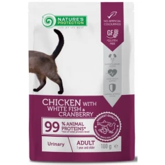 Nature's Protection Adult Cat Urinary Chicken with White Fish & Cranberry 100gr