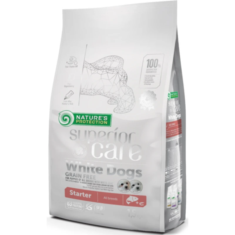 Nature's Protection Superior Care White Dog All Breed Starter GF Σολομός 1,5kg Σκύλοι