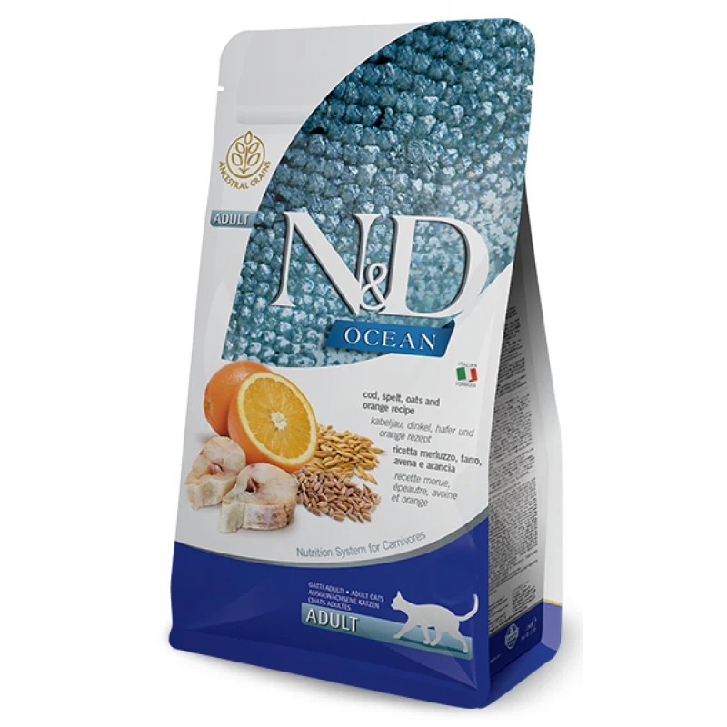 N&D LOW GRAIN OCEAN FISH & ORANGE ADULT CAT 10KG ΓΑΤΕΣ