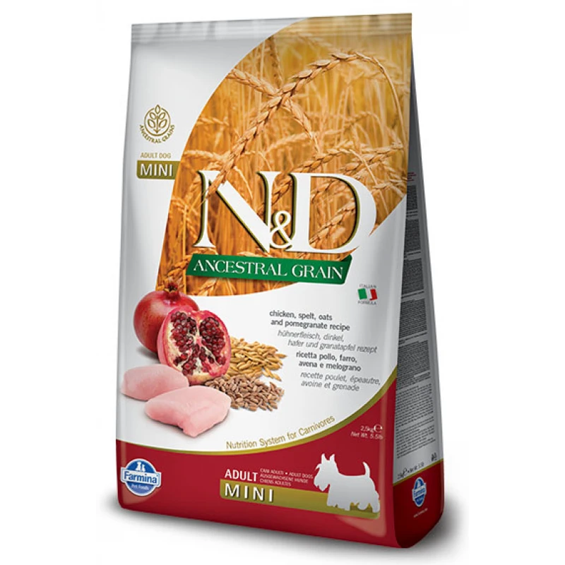 N&D Low Grain Chicken & Pomegranate Adult Mini  2.5kg ΣΚΥΛΟΙ