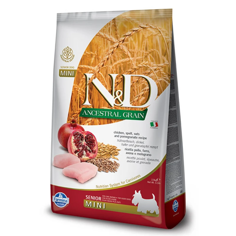 N&D LOW GRAIN CHICKEN & POMEGRANATE SENIOR MINI 2.5KG ΞΗΡΑ ΤΡΟΦΗ ΣΚΥΛΟΥ