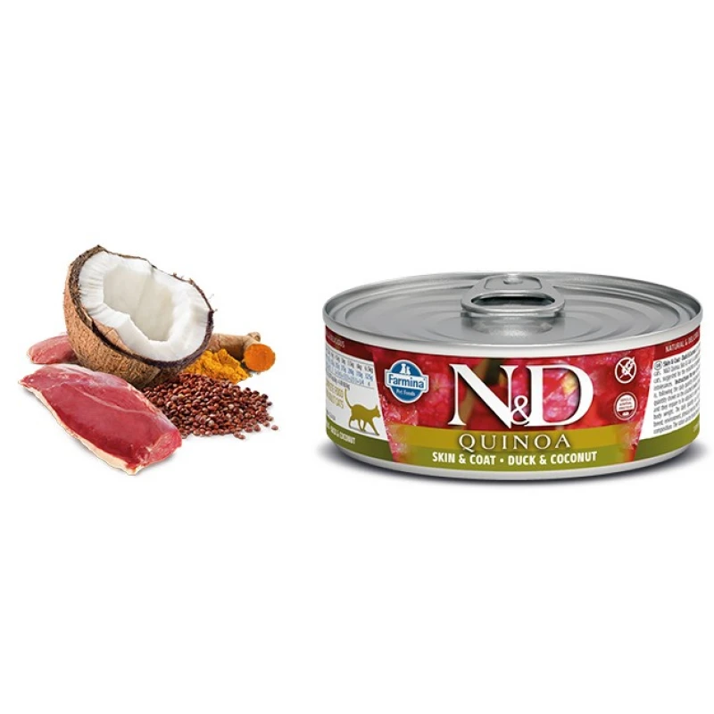 N & D CAT QUINOA SKIN & COAT DUCK WET FOOD 80GR (12ΤΜΧ) ΥΓΡΗ ΤΡΟΦΗ -  ΚΟΝΣΕΡΒΕΣ ΓΑΤΑΣ